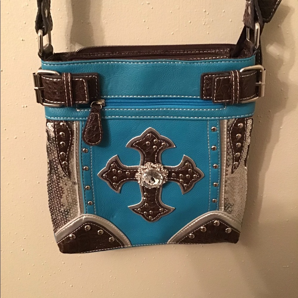 Cowboy rhinestone. Cross body purse